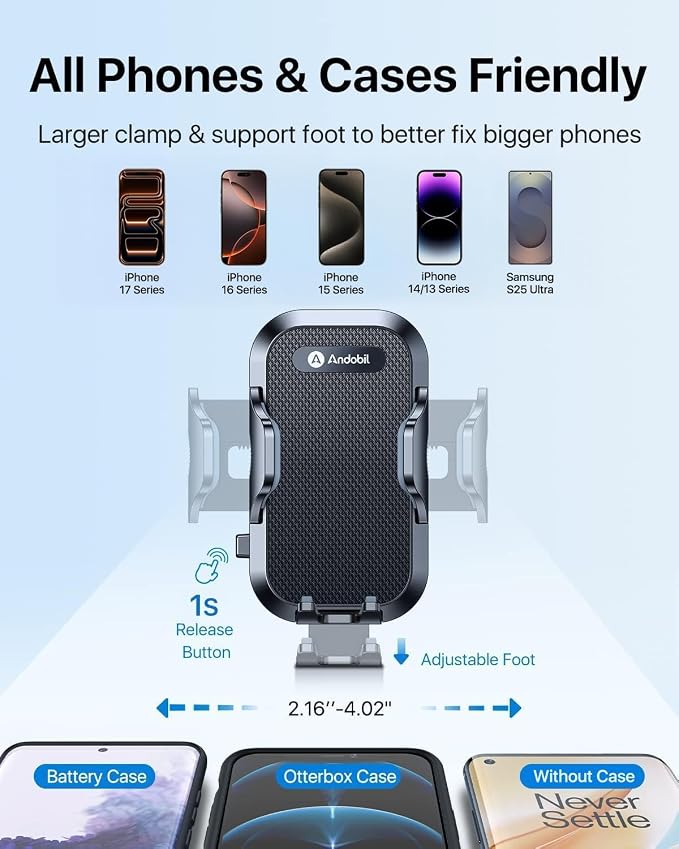 Military-Grade Cup Holder Phone Holder, [Solidest Metal Gooseneck] Universal Cup Phone Holders for Your Car Truck Golf, 360° Adjustable Cup Holder Cell Phone Mount for iPhone Samsung Google