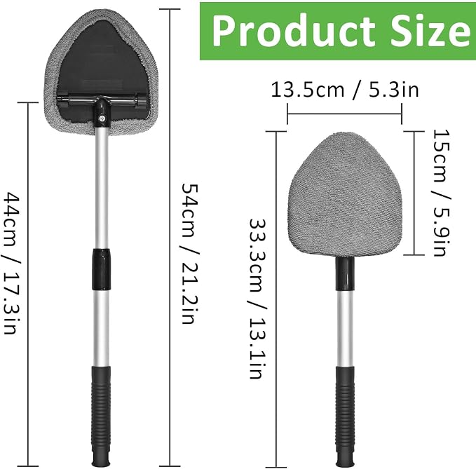 3 Pieces Windshield Cleaning Tool Inside Car Window Cleaner Cleaning Tool with Extendable Handle, 9 Microfiber Pads and 3 Spray Bottles Car Auto Glass Wiper Kit