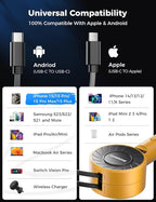 3-in-1 Car Charger with Retractable Cords, USB C Charger Car Adapter Compatible with iPhone 17/16/15/14/13/12 Pro Max Samsung Android Phones