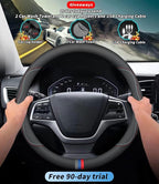 Custom-Fit for BMW Steering Wheel Cover, Premium Leather Car Steering Wheel Cover with Logo, Non-Slip, Breathable, for B-MW Accessories (C-Style,for BMW)