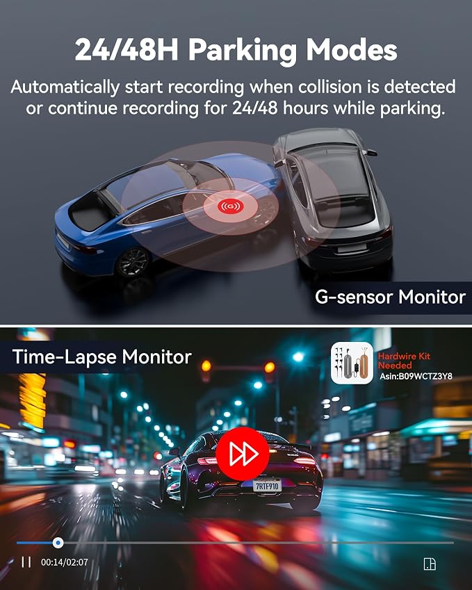F9 4K Dash Cam Front and Rear 1080P, 5.8GHz WiFi & Smart App Control Car Camera, 2160P/FHD Wireless Dashcam for Cars with Precise GPS, WDR Night Vision, Loop Recording, 24H Parking Mode
