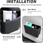Foldable Car Trash Can, Leather Waterproof Garbage Organizer Holder for Car Interior Hanging with One Trash Bag, Hanging Dustbin Container for Truck & SUVs (Black)