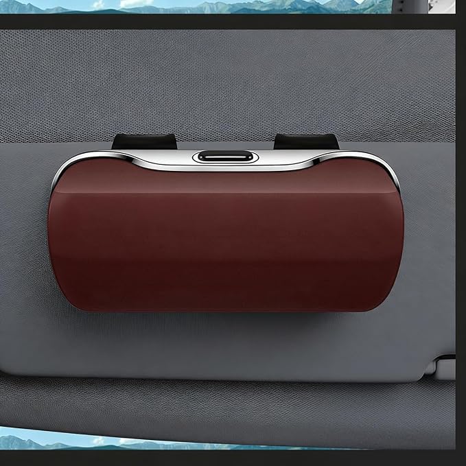 Sunglasses Holder for Car Sun Visor, Protective Automotive Eyeglasses Storage Case Hanger, Soft Vehicle Interior Glasses Organizer Box Accessories, Universal Fit (Coffee)