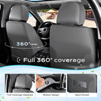 Coverado Seat Covers Full Set, 5 Seats Universal Seat Covers for Cars, Gray Car Seat Covers Front Seats Back Seat Cover, Breathable Car Seat Cushion, Leather Seat Cover Seat Protector Fit Most Cars