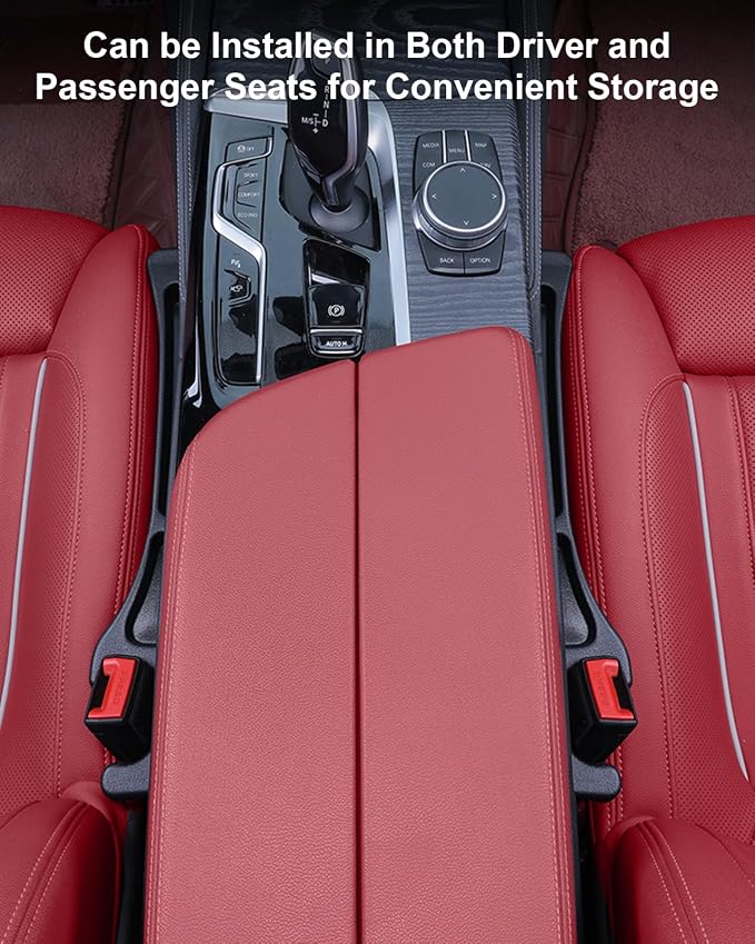 Car Seat Gap Filler, 2 PCS No Drop Seat Guard Drop Seat Gap Fillers Between Seat and Console Stop Things from Dropping Phone and Key Storage (BLACK-01)