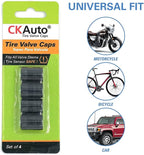 Tire Valve Stem Caps, Anodized Aluminum Tire Valve Cap Set | Corrosion Resistant, Universal Stem Covers for Cars Trucks Motorcycles SUVs and Bikes (Black-N2)