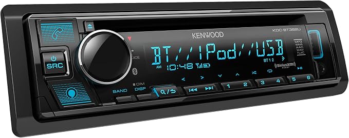 KDC-BT382U CD Car Stereo Receiver with Bluetooth, Alexa Compatible, 13 Band EQ with Digital Time Alignment, Music Mix 5 Device Pairing, Dual Phone Connection, Front USB AUX-in, AM/FM Radio