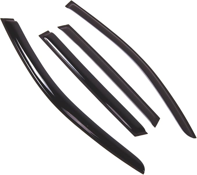 WD2-748B Dark Smoke 4 Pcs Set Window Visor (Outside Mount) Deflector Rain Guard Compatible with 2017-2018 Volkswagen Touareg
