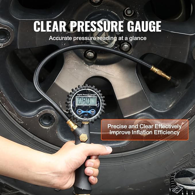 12V Heavy Duty Air Compressor - with Digital Pressure Gauge Tire Inflator Kit, 7.06 CFM Portable Tire Inflator, 150PSI Offroad Air Pump with Adapters for Trucks Car SUV 4 x 4 Vehicle RV