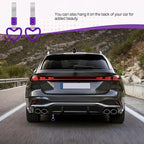 2PCS Heart Shaped Car Handle Straps, Rear Bumper Warning Keychain Ring for Car Exterior Accessories (Purple-Silver)