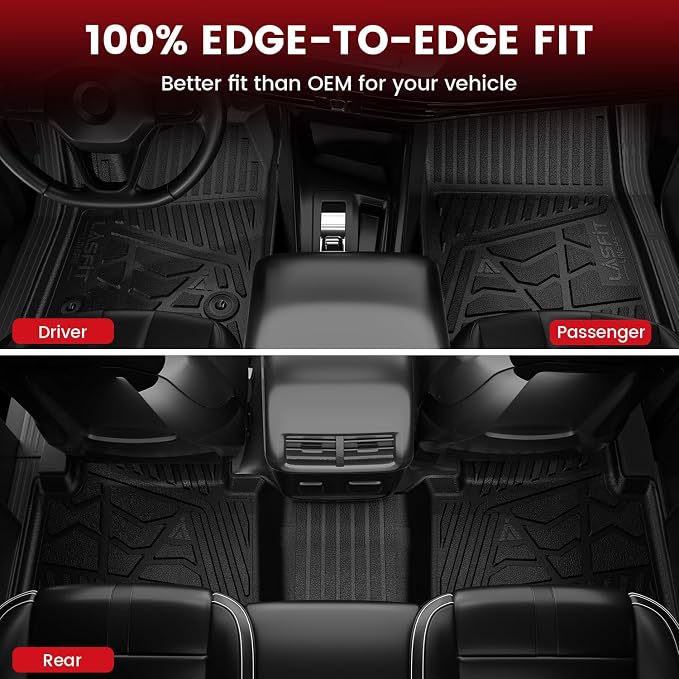 Floor Mats for Chevrolet Chevy Colorado/GMC Canyon Crew Cab 2023 2024 2025 2026 (Fit Carpet Floor), All Weather TPE Custom Fit Floor Mats for Cars, 1st and 2nd Row Car Floor Mats Full Set