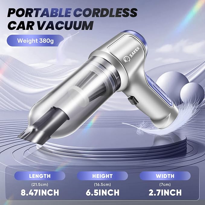 Car Vacuum Portable Cordless 15000PA,3 in 1 Handheld Vacuum with Brushless Motor for Car, Office and Home Cleaning Blue HL107B