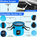 Car Wash Kit, Car Detailing Kit with Foam Gun, Car Wash Brush Mop and Large Folding Bucket Suitable for Car Cleaning, Blue Car Wash Set Gift for Men and Women