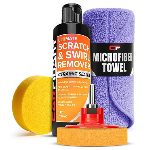 Scratch and Swirl Remover - Car Scratch Remover for Vehicles Paint - Polishing Compound for Cars - Paint Restorer Kit with Pad, Microfiber and Drill Attachment