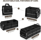 4 in 1 Car Trunk Storage Organizer with Leakproof Cooler Bag, Multi-Compartment Foldable Trunk Storage Box for Car Truck SUV Black