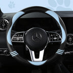 Car Steering Wheel Covers for Women Padded Carbon Fiber PU Leather Cute Auto Interior Accessories for Vehicle, Sedan, Universal, Anti Slip, Blue, Standard Size, 14.75-15.15in
