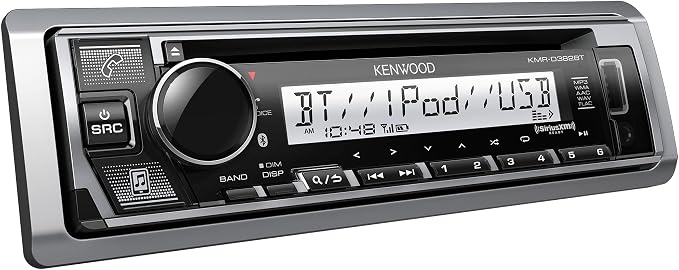 KMR-D382BT (50W x 4Ch) Single Din Car/Marine Stereo Head Unit with Bluetooth, Hands-Free Calling, CD Player, USB, AM/FM Radio, SiriusXM Ready, All-Weather in-Dash Boat & Car Audio Receiver