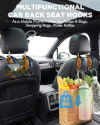 Purse Holder for Car, 2 Pack Heavy Duty Purse Hanger for Car, PU Leather Car Seat Hooks for Purses and Bags, Cute Sun Moon Headrest Organizer for Handbags & Backpacks