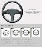 Microfiber Leather Steering Wheel Cover, Universal 14.5-15 Inch,Anti Slip,Heavy Duty, Thick,Soft,Breathable Car Interior Accessories for Men Women (Black with Red line)