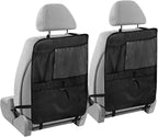 Black Car Seat Organizer for Kids Backseat Kick Mat with Adjustable Strap Back Seat Protector for Cars SUV Vehicle 1 Pcs