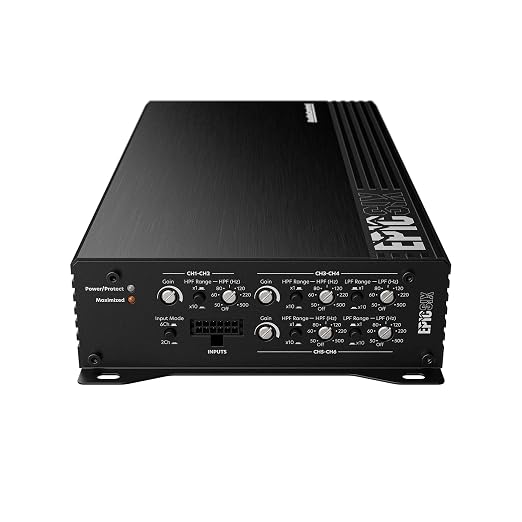 EPICSIX 6-Channel 1200W RMS Digital Class D Full-Range Car Audio Amplifier, Compact High-Power, High/Low Pass Crossover, RCA Line Level Inputs for Aftermarket Radios, Smart Protection