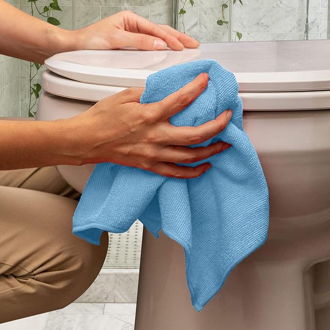 Microfiber Cleaning Cloths (Value Pack of 48) - Size 16 x 16 Inches, Highly Absorbent Cleaning Rags, Lint Free, Reusable and Washable, Microfiber Towels for Cars