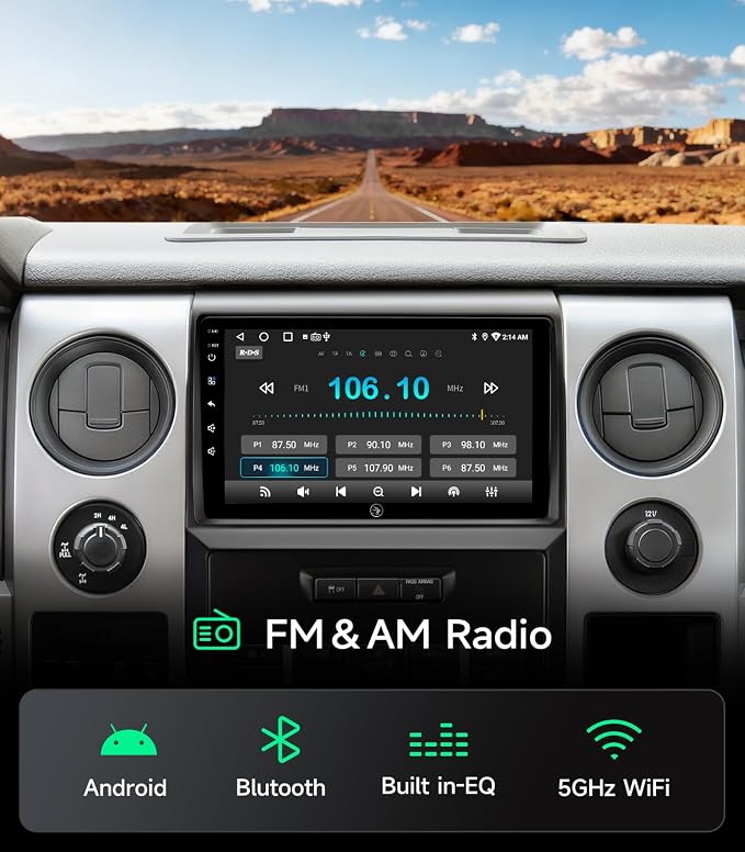 Car Radio Stereo for Ford F150 09-14, Wireless CarPlay & Android Auto | 9-inch IPS HD touchscreen,64G storage, 5G WiFi GPS, Bluetooth FM AM SWC, plug-and-play, 1080P backup camera