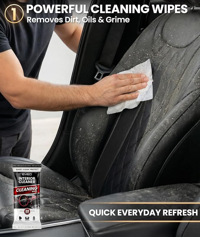 Car Wipes Interior Cleaning Kit -3-in-1 Car Cleaning Wipes Car Interior Wipes | Interior Car Wipes, Car Cleaning Kit Interior & Exterior - Protectant, Glass and Cleaning All Surfaces (90 Wipes)