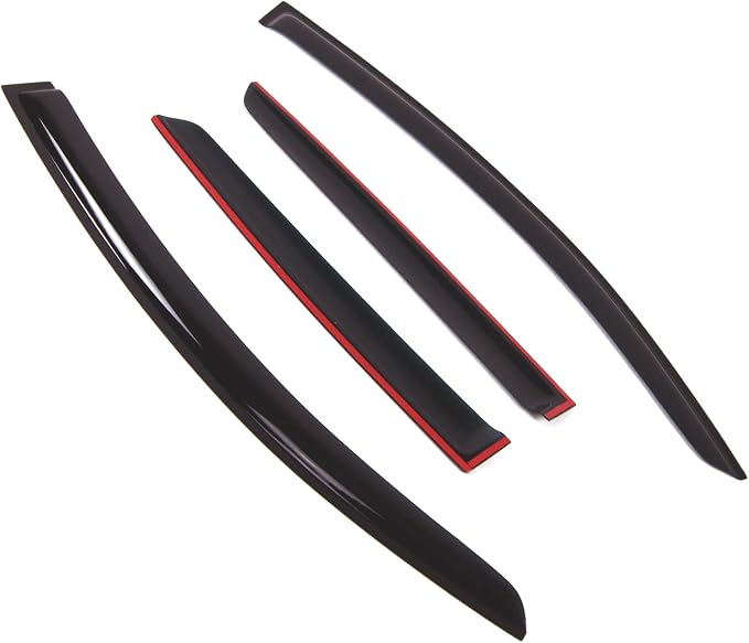 WD2-686 Dark Smoke 4 Pcs Set Window Visor (Outside Mount) Deflector Rain Guard Compatible with 2013-2015 Chevrolet Spark