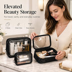 Clear TSA Approved Toiletry Bag - 3-Pack (Large, Small & Mini) Clear Makeup Cosmetic Bag with Zipper, Quart Size Travel Essential Organizer for Women, Car Bag Organizer & Car Organization Essentials