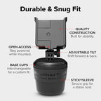 CupFone, Universal Cup Holder Phone Mount for Cars – Adjustable & Secure Fit with Open Access for Charging – Compatible with iPhone, Android - Metal Knobs, Royal Blue