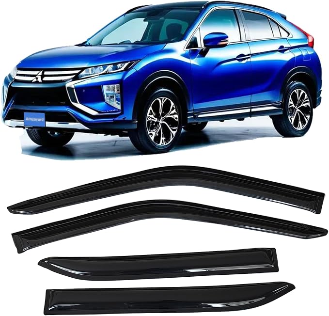 Window Visors Rain Guards for Mitsubishi Eclipse Cross 2018-2026 | Window Deflectors, Vent Visor, Sun Shades, Window Shields, Dark Smoke, Car Accessories