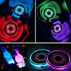 2PCS LED Car Cup Holder Lights, Light up Car Coasters for Cup Holders 7 Color-Changing Light Up Cup Holder Insert Coasters, Waterproof Car Accessories for Teens, Car Gifts for Men & Women