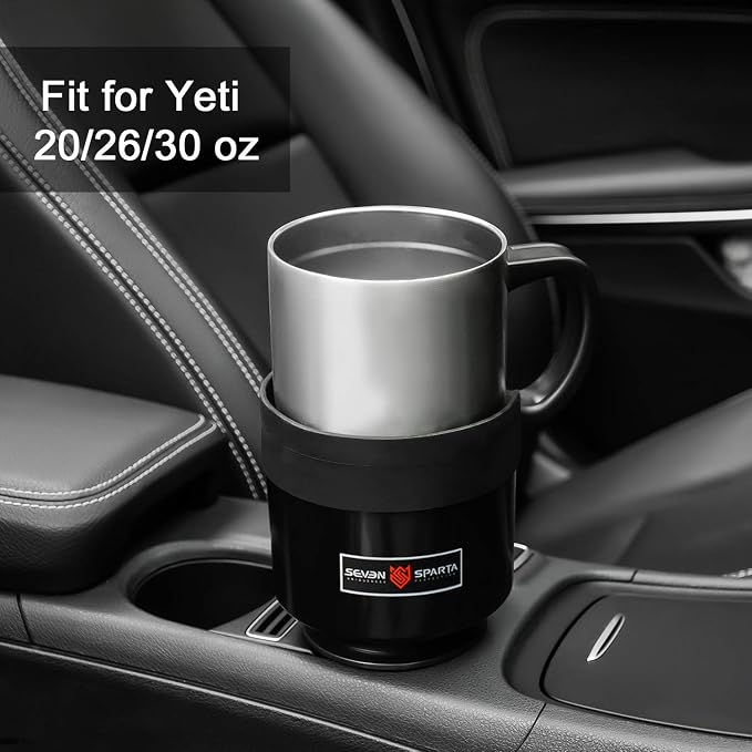 2 Pack Car Cup Holder Expander Organizer Adjustable Base, Compatible with Yeti 20/26/30 oz, Hydro Flasks 32/40oz, Nalgenes 30/32/38/48 oz, Other Bottles in 3.4"-3.8" (Black and Silver)