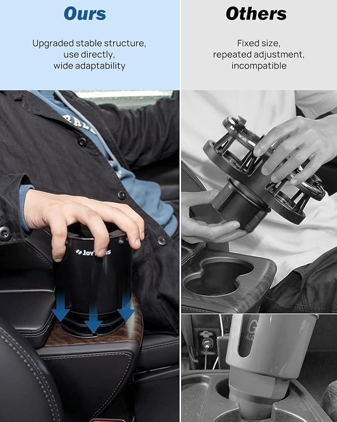 Large Stable Cup Holder Expander for YETI, Hydro Flask, Hold 18-40 oz Bottles and Mugs, Car Cup Holder Adapter with Adjustable Rubber Base
