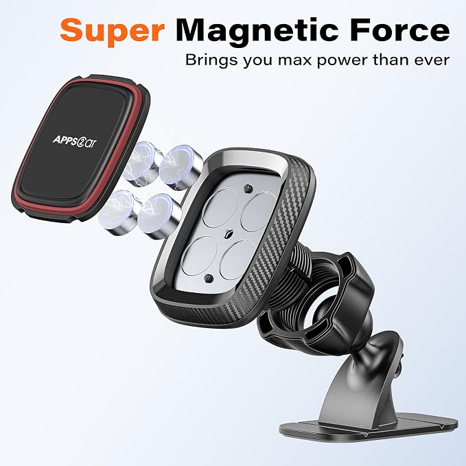 [2 Pack] Magnetic Phone Holder for Car, Dashboard Magnetic Car Phone Holder Mount with Strong VHB Adhesive Mounting, Requires Metal Plate for Use, Compatible with Most Phones(Not for Magsafe)