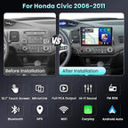 Radio for Honda Civic 2006 2007 2008 2009 2010 2011 Car Stereo with Wireless CarPlay Android Auto 10.1 Inch 1080P Touchscreen 5G WiFi DSP EQ GPS Bluetooth RDS FM Camera 4Core 64G