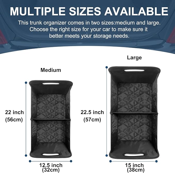 Car Trunk Organizer for SUV, Car Organizers and Storage with Reinforced Handles, Car Accessories for Women/Men 70L Waterproof Polyester Trunk Organizer(Large, Navy Blue)