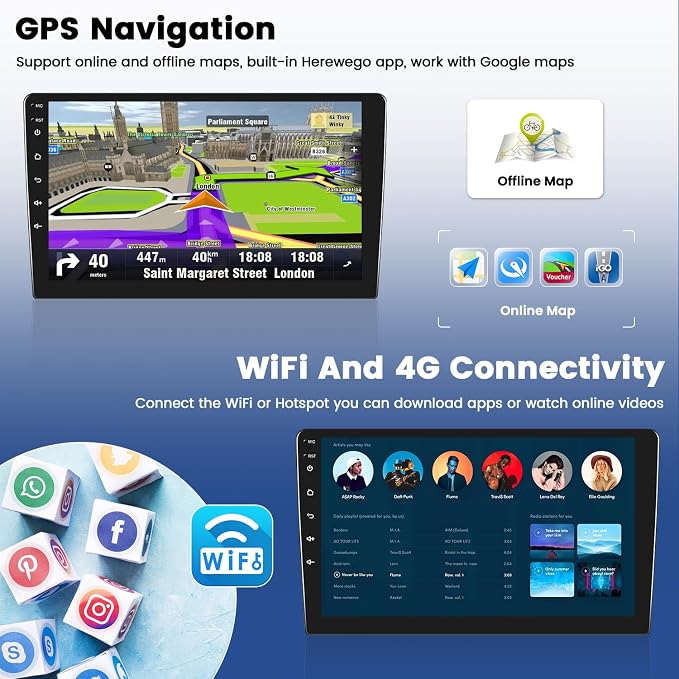 2+64G for 2011-2016 Nissan Juke Android 15 Car Stereo Wireless Apple CarPlay Android Auto, 9 inch Touch Screen Radio WiFi Bluetooth GPS FM RDS+Free AHD Backup Cam