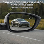 Right Passenger Side Mirror Compatible with 2018-2022 Honda Accord Power Glass | Heated | with Blind Spot | with Turn Signal | Manual Folding Repalces HO1321330 (8Pins-Black)