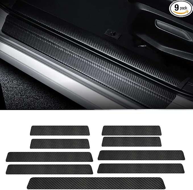 Car Door Sill Protector Compatible with Honda Accord 2025-2016 LX EX Sport-L & Hybrid Sedan - Custom Fit Anti-Scratch Carbon Fiber Threshold Protection Sticker, Trunk & Door Entry Edge Guard(9 PCS)