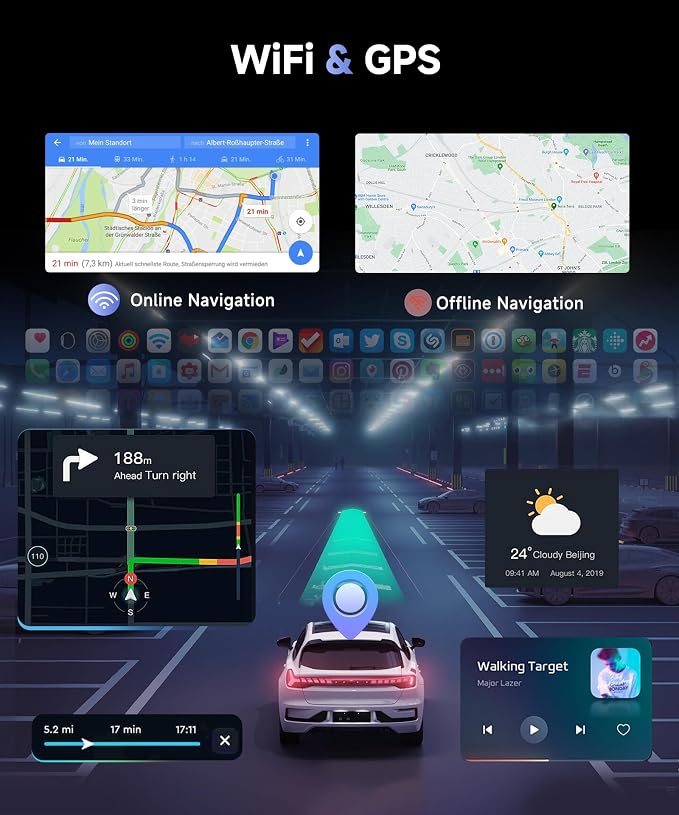 4Core 4G+64G Android Car Radio Stereo for Chevrolet Chevy Cruze 2009-2015, Wireless Carplay Android Auto, 5GWiFi+GPS, 9" Incell Touch Screen, Mirror Link, Backup Camera, Bluetooth, FM/RDS/EQ/USB/SWC