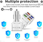 Car Charger Adapter, 6 USB Multi Port, Fast Charger, Include QC 3.0 and 5 Other Ports, Car Interior Accessories, Fit for iPhone 13/12/11/pro, Samsung Galaxy/Note S10/S9/S8 - White（2PCS）