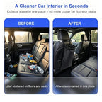2 Pack Car Trash Bags, Hanging Car Garbage Can with Elastic Top Opening & Detachable Bottom, Waterproof Washable Seat Back Organizer for SUV, Van, Travel, Camping (Black)