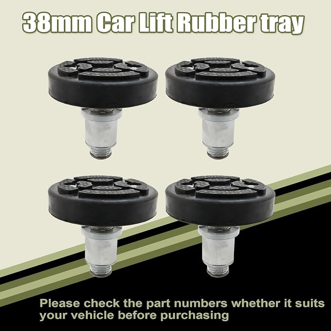 4-Pack 38mm Car Lift Rubber Pads Screw Up Heightening Feet for 2 Post Lift Round Tray Adapter Pad 38mm Shaft Diameter Universal Fit Heavy Duty Rubber