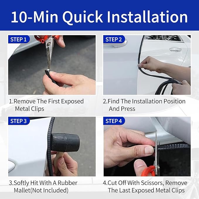 Car Door Edge Guards, 16Ft Rubber Seal Car Door Edge Trim, U Shape Door Edge Protector Guard, Aluminum Weather Proofing Automotive Door Edge Molding, Protection for Most Cars (Blue)