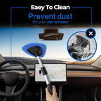 Windshield Cleaner Tool 22.5" L - Car Interior&Exterior Window Cleaning Kit with Extendable Handle&4 Microfiber Pads and Thick Large Wash Sponge, Auto Glass Wiper Brush Kit for Cars Home (7pcs Blue)