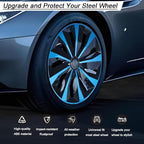 Hubcap Wheel Cover Replacement R16 Hub Caps Universal-Fit Steel Wheel Rim Cover ABS Material Exterior Accessories for Car Truck SUV -Set of 4（16-inch，Blue-Black）