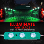 Green LED Truck Bed Light Kits with On/Off Switch, for Pickup Exterior Interior Lights Strips, Footwells, Running Boards, Cargo, Under Car, Tonneau Cover, Rail Rock Lighting - 8 PCs