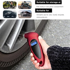 Digital Tire Pressure Gauge, 150PSI 4 Settings High Accuracy Tire Gauge with Backlit LCD and Non-Slip Grip, Easy to Read Air Pressure Gauge for Cars, Trucks and Bicycles (Red)